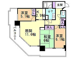 ライオンズマンション札幌スカイタワー 3LDKの間取図画像