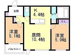 ポルトボヌール 2LDKの間取図画像