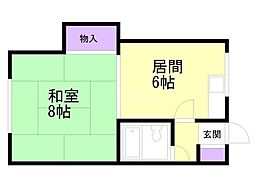 ハイツ望洋 1DKの間取図画像