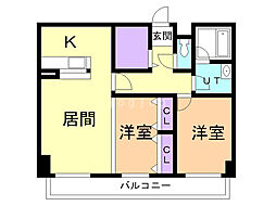 エナコート山鼻 2LDKの間取図画像