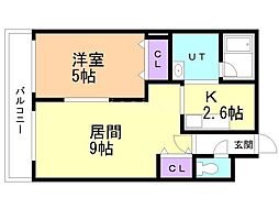 セントポーリア八番館 1LDKの間取図画像