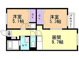 ネスト円山 2LDKの間取図画像