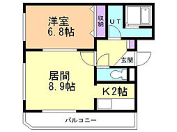 ウィステリア2 1LDKの間取図画像