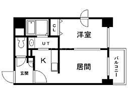 シュクル医大南 1LDKの間取図画像