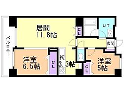 メイゾン琴似 2LDKの間取図画像