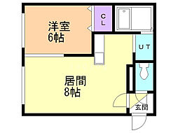 OMレジデンス新琴似 1LDKの間取図画像