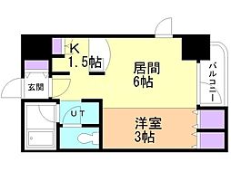 サンシャインシティ弐番館 1DKの間取図画像