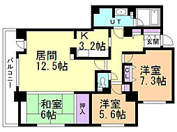 パーク・ハイム宮の森三条 3LDKの間取図画像
