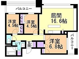 ラフィネタワー札幌南3条 3LDKの間取図画像