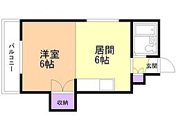 ロイヤルコート円山 1DKの間取図画像
