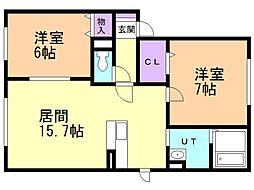 メゾン梅本 2LDKの間取図画像