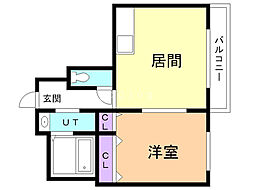 ラフィネ山鼻S23 1LDKの間取図画像