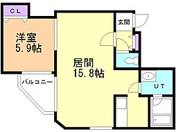 ibiza中島公園 1LDKの間取図画像