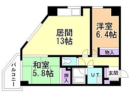 ナルセビル24 2LDKの間取図画像