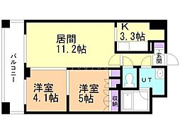 パークアクシス札幌植物園前 2LDKの間取図画像