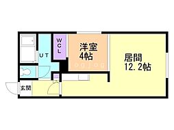 フェリオ山鼻 1LDKの間取図画像