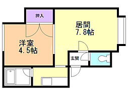 アビタシオン八軒 1LDKの間取図画像