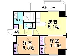 ダイアパレス琴似第3 2DKの間取図画像