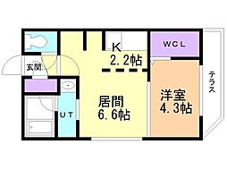 CFFECT南4条 1LDKの間取図画像