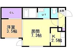 コンサンビル 1LDKの間取図画像