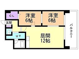 プルモーサス 2LDKの間取図画像