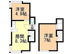 メゾンドール 2LDKの間取図画像