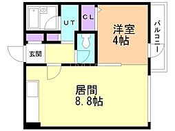 ソレイユハイム山鼻 1LDKの間取図画像