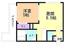 AVENUE2.2.4 1DKの間取図画像