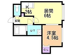 アル・アンダルス 1LDKの間取図画像