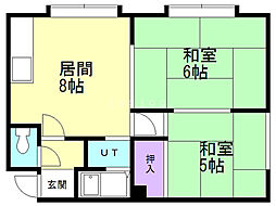 エスポアール・ヴィラ 2DKの間取図画像