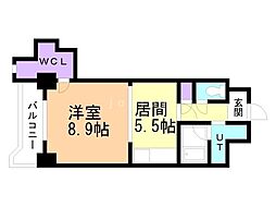 ドミ18ロイヤル 1DKの間取図画像