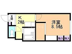 レオパレスセントラル南4条B 1Kの間取図画像