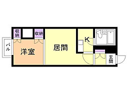裏参道テラス 1DKの間取図画像