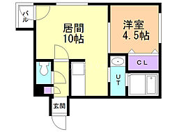 ルーク南4条 1LDKの間取図画像