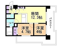 UURコート札幌北三条 2LDKの間取図画像