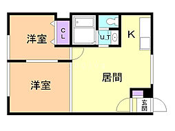 ドリームハイツ 2LDKの間取図画像