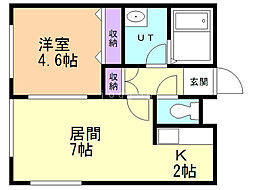 グランビア南7条 1DKの間取図画像