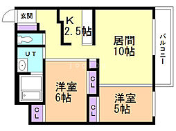 サムティ円山レジデンス 2LDKの間取図画像