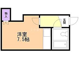 瀬比亜館612 ワンルームの間取図画像
