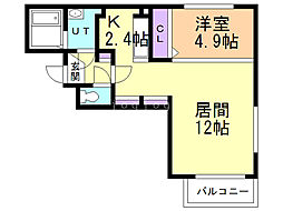 ココ南高前 1LDKの間取図画像