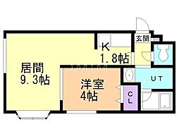 リリアン2 1LDKの間取図画像