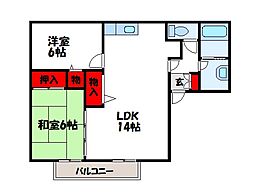 リシェス舞の里B 2LDKの間取図画像