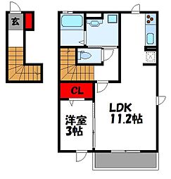 オリカン舞の里A棟 1LDKの間取図画像