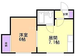 ジュネスパーク 1DKの間取図画像