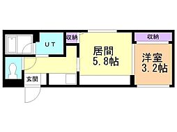 メニーズコート南郷13st 1DKの間取図画像