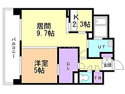 ヒルズ白石本通り 1LDKの間取図画像