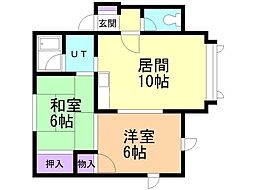 イーストヒル 2LDKの間取図画像