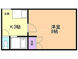 ヒルサイドシティ 1Kの間取図画像