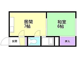 エコーハイツ 1LDKの間取図画像