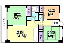 アルファスクエア白石本通 3LDKの間取図画像